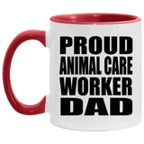 Proud Animal Care Worker Dad - 11oz Accent Mug Red