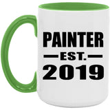 Painter Established EST. 2019 - 15oz Accent Mug Green