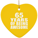 65th Birthday 65 Years Of Being Awesome - Heart Ornament