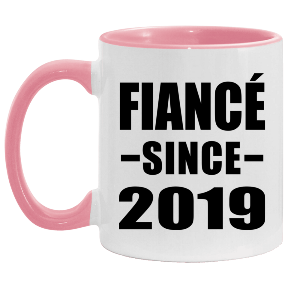 Fiance Since 2019 - 11oz Accent Mug Pink