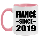 Fiance Since 2019 - 11oz Accent Mug Pink