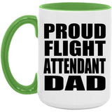 Proud Flight Attendant Dad - 15oz Accent Mug Green