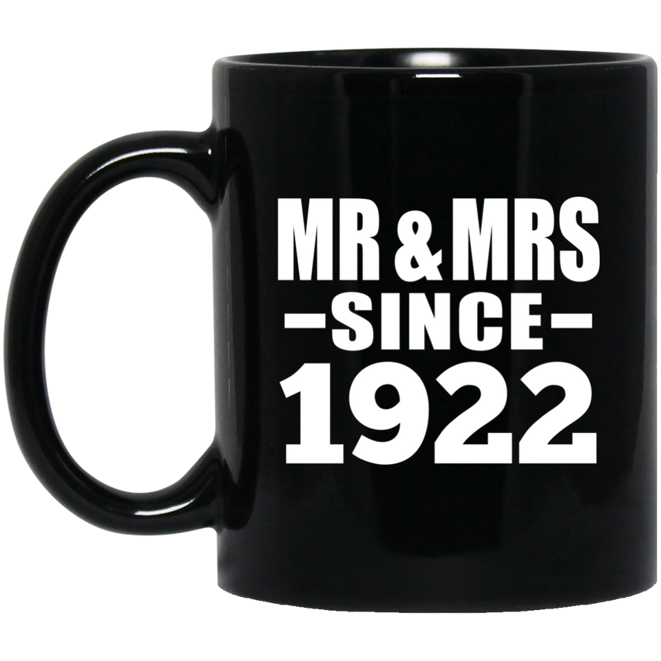 102nd Anniversary Mr & Mrs Since 1922 - 11 Oz Coffee Mug Black