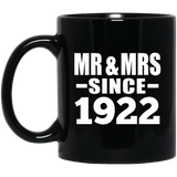 102nd Anniversary Mr & Mrs Since 1922 - 11 Oz Coffee Mug Black