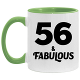 56th Birthday 56 & Fabulous - 11oz Accent Mug Green