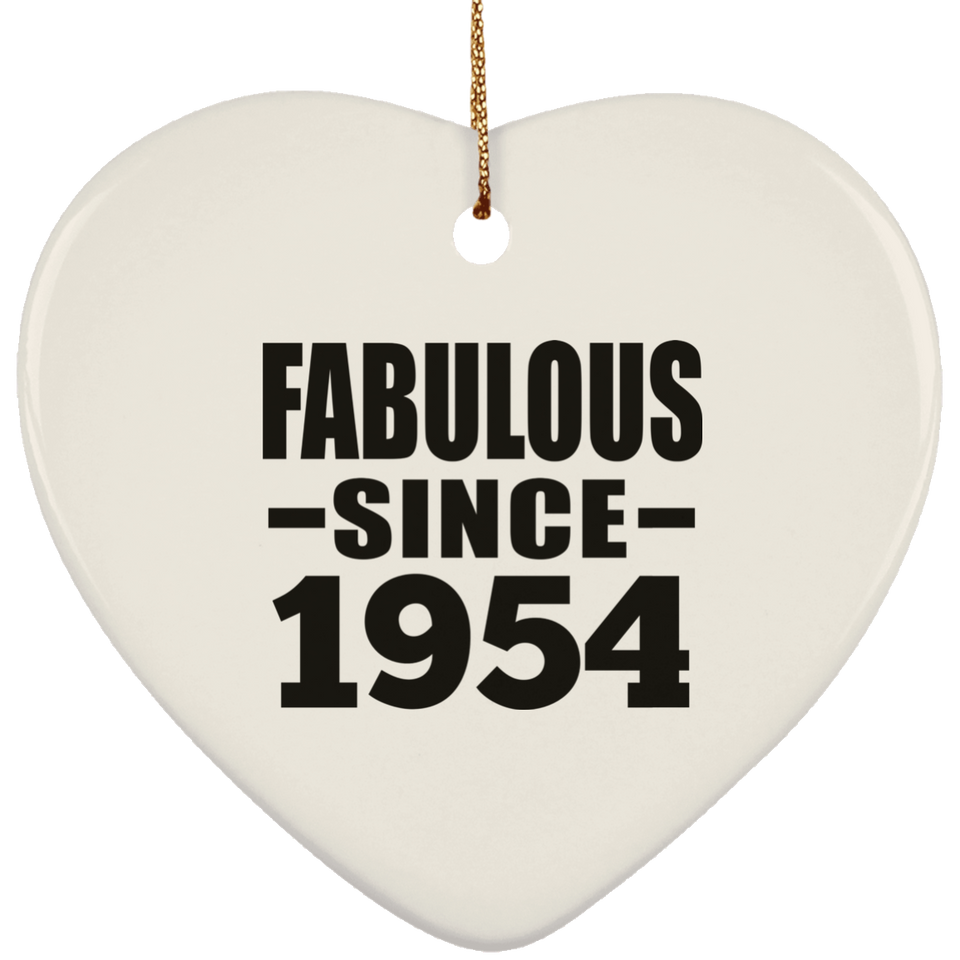 70th Birthday Fabulous Since 1954 - Heart Ornament
