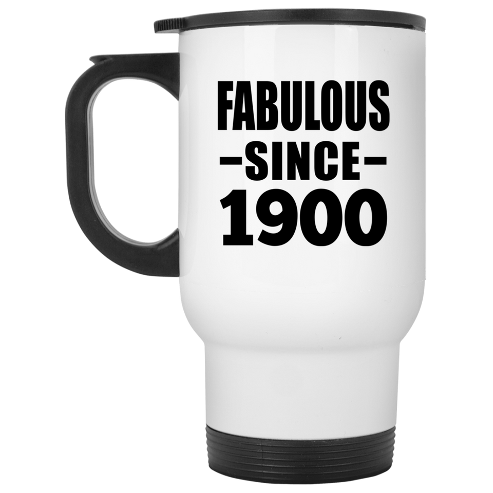 124th Birthday Fabulous Since 1900 - White Travel Mug