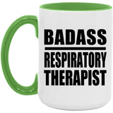 Badass Respiratory Therapist - 15oz Accent Mug Green