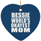 Bessie World's Okayest Mom - Heart Ornament