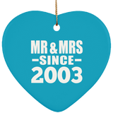 21st Anniversary Mr & Mrs Since 2003 - Heart Ornament