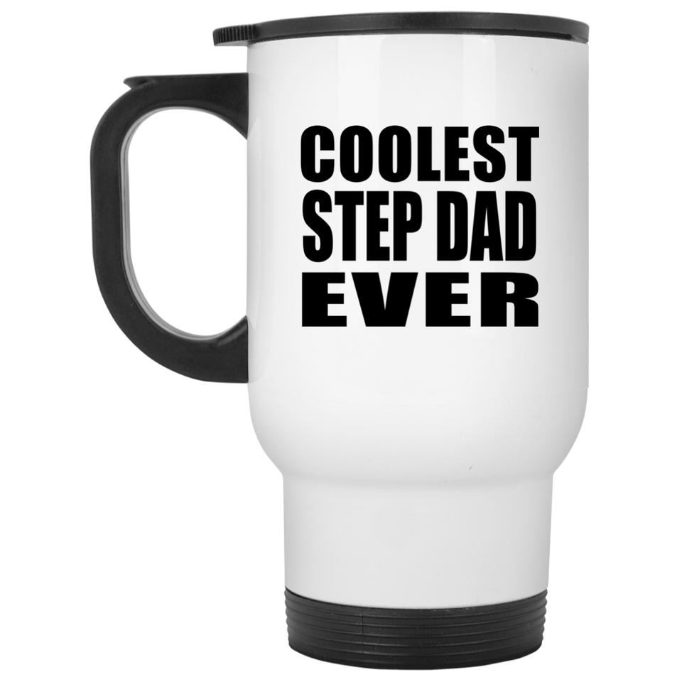 Coolest Step Dad Ever - White Travel Mug