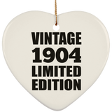120th Birthday Vintage 1904 Limited Edition - Heart Ornament