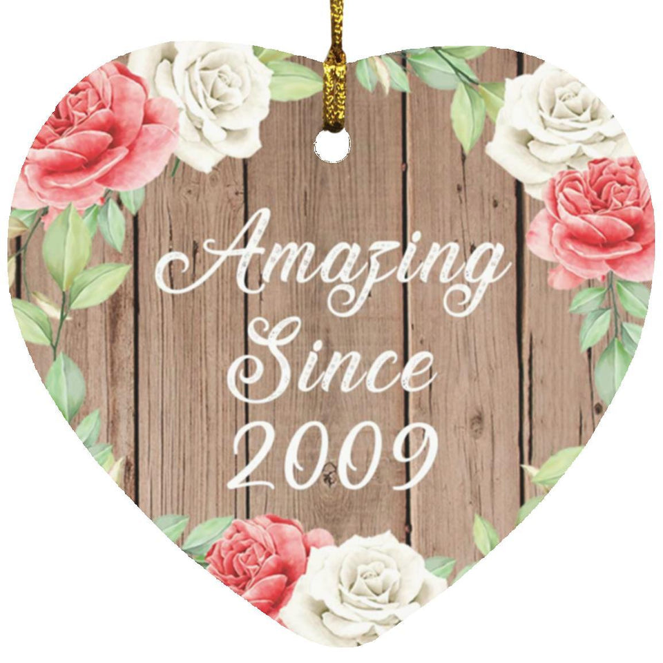 15th Birthday Amazing Since 2009 - Heart Ornament B