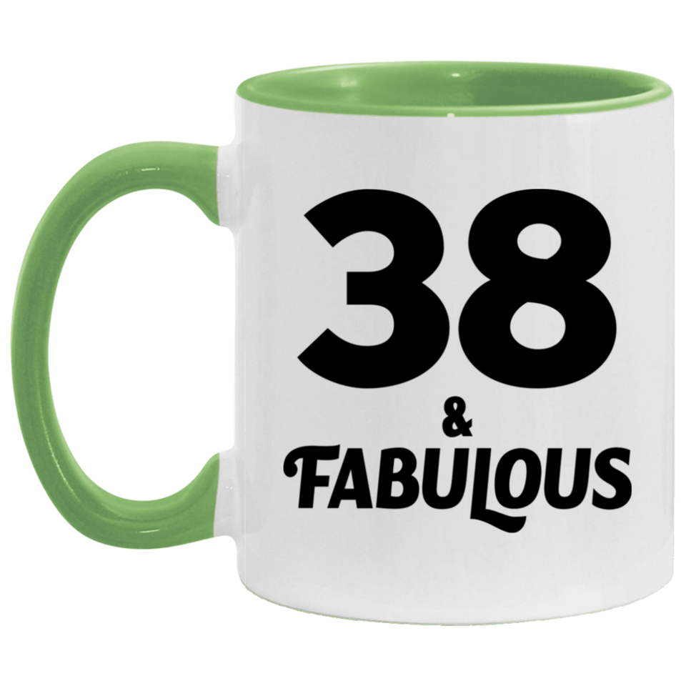 38th Birthday 38 & Fabulous - 11oz Accent Mug Green