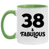 38th Birthday 38 & Fabulous - 11oz Accent Mug Green