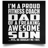 Proud Fitness Coach Dad Of Awesome Son - Poster Square