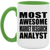 Most Awesome Market Research Analyst - 15oz Accent Mug Green