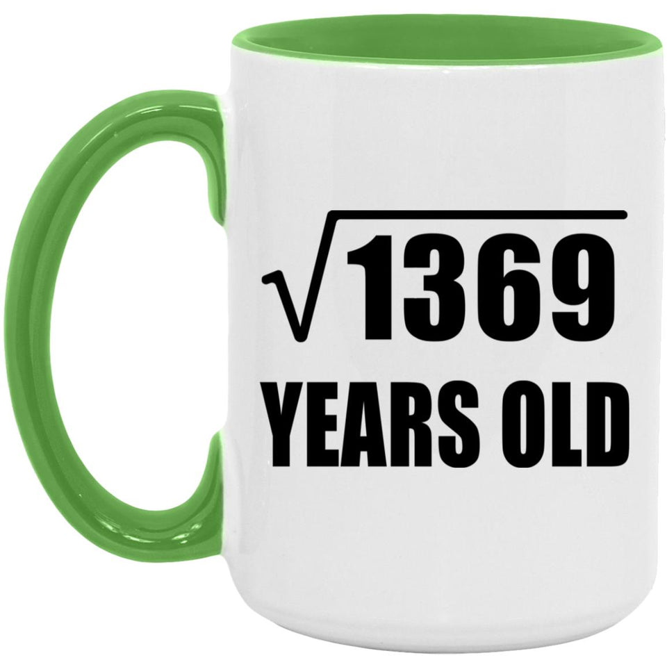 37th Birthday Square Root of 1369 Years Old - 15oz Accent Mug Green