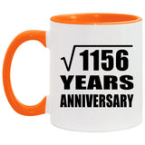 34th Anniversary Square Root of 1156 Years Anniversary - 11oz Accent Mug Orange
