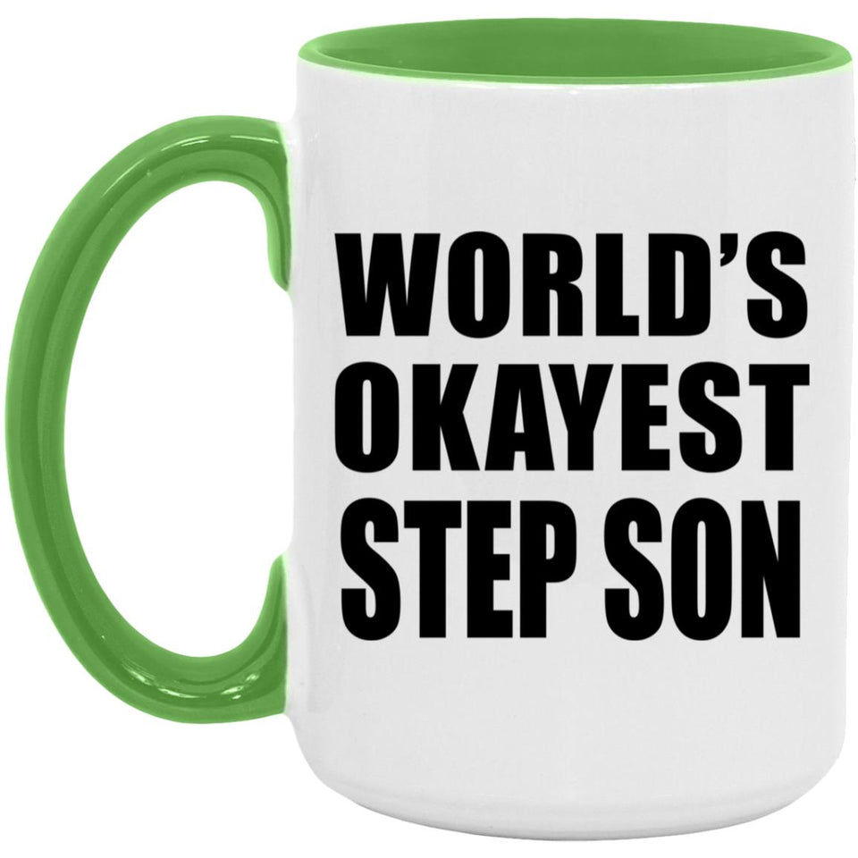 World's Okayest Step Son - 15oz Accent Mug Green