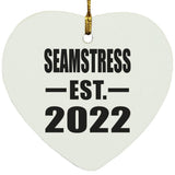 Seamstress Established EST. 2022 - Heart Ornament
