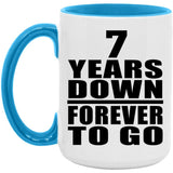 7th Anniversary 7 Years Down Forever to Go - 15oz Accent Mug Blue