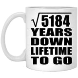 72nd Anniversary Square Root of 5184 Years Lifetime To Go - 11oz Coffee Mug