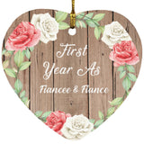 First Year As Fiancee & Fiance - Heart Ornament B