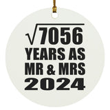 84th Anniversary Square Root of 7056 Years As Mr & Mrs 2024 - Circle Ornament