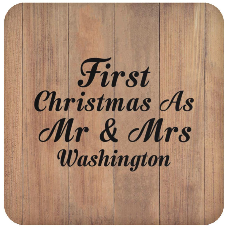 First Christmas As Mr & Mrs Washington - Drink Coaster C