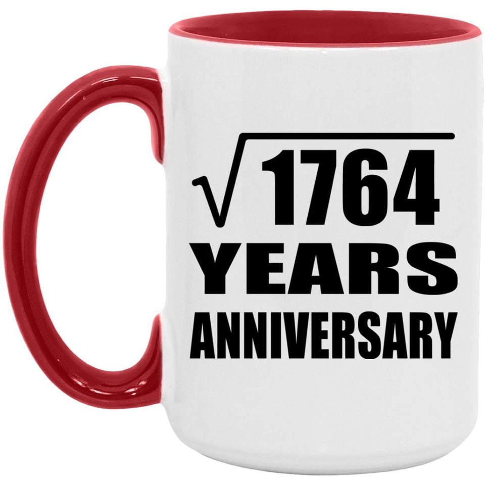 42nd Anniversary Square Root of 1764 Years Anniversary - 15oz Accent Mug Red