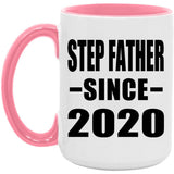 Step Father Since 2020 - 15oz Accent Mug Pink