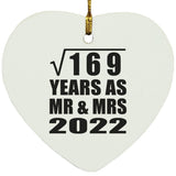 13th Anniversary Square Root of 169 Years As Mr & Mrs 2022 - Heart Ornament