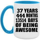 37th Birthday 37 Years 444 Months 13514 Days Of Awesome - 15oz Accent Mug Blue