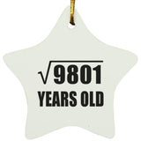 99th Birthday Square Root of 9801 Years Old - Star Ornament