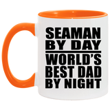 Seaman By Day World's Best Dad By Night - 11oz Accent Mug Orange