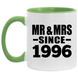 28th Anniversary Mr & Mrs Since 1996 - 11oz Accent Mug Green