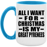 All I Want For Christmas Is My Great Pyrenees - 15oz Accent Mug Blue