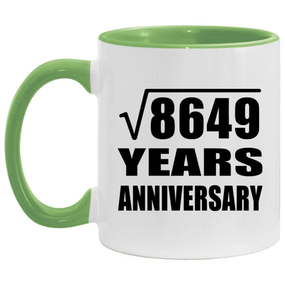 93rd Anniversary Square Root of 8649 Years Anniversary - 11oz Accent Mug Green