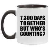 20th Anniversary 7,300 Days Together But Who's Counting - 11oz Accent Mug Black