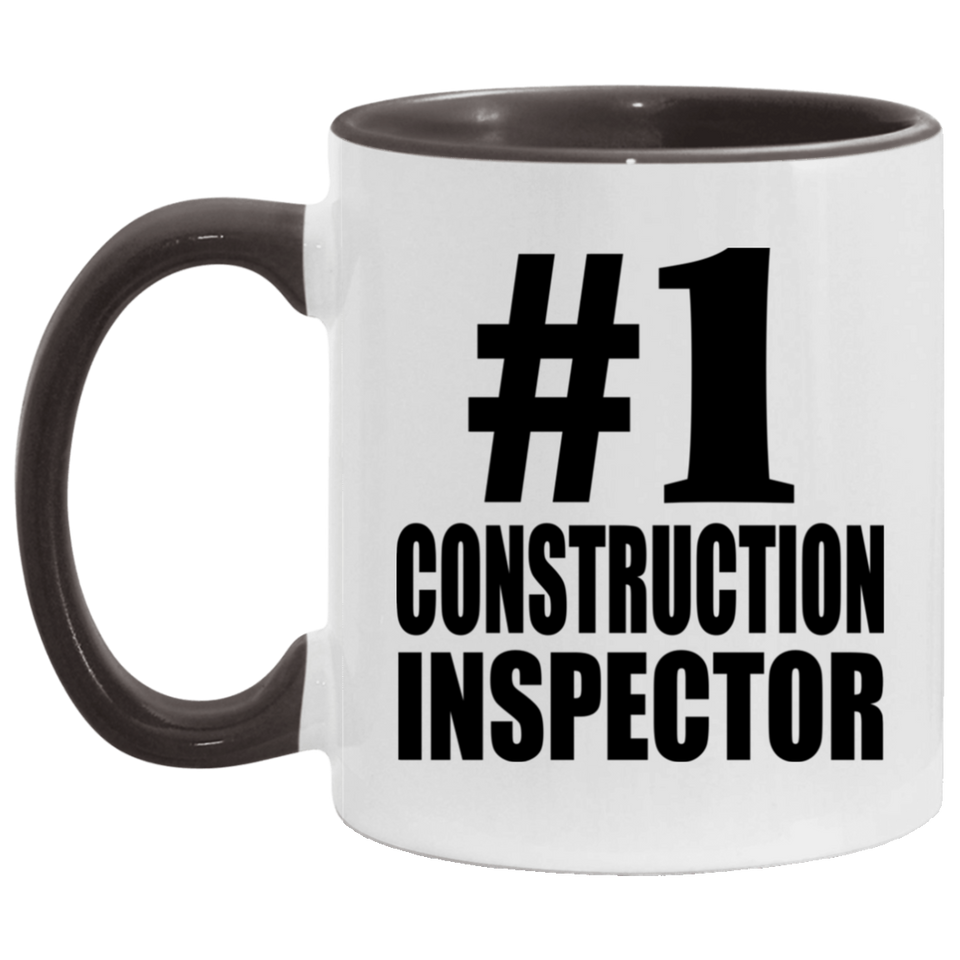 Number One #1 Construction Inspector - 11oz Accent Mug Black