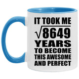 93rd Birthday Took Square Root of 8649 Years To Awesome - 11oz Accent Mug Blue