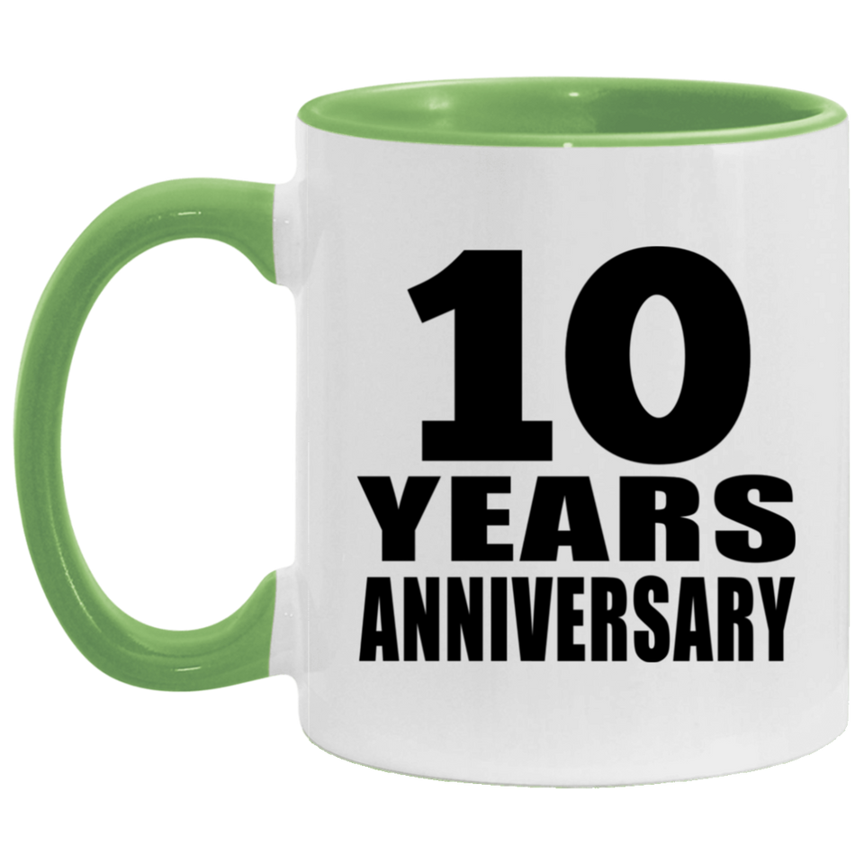 10th Anniversary 10 Years - 11oz Accent Mug Green