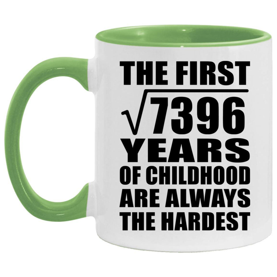 86th Birthday Square Root of 7396 Years of Childhood - 11oz Accent Mug Green