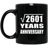 51st Anniversary Square Root of 2601 Years Anniversary - 11oz Coffee Mug Black