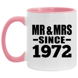 52nd Anniversary Mr & Mrs Since 1972 - 11oz Accent Mug Pink