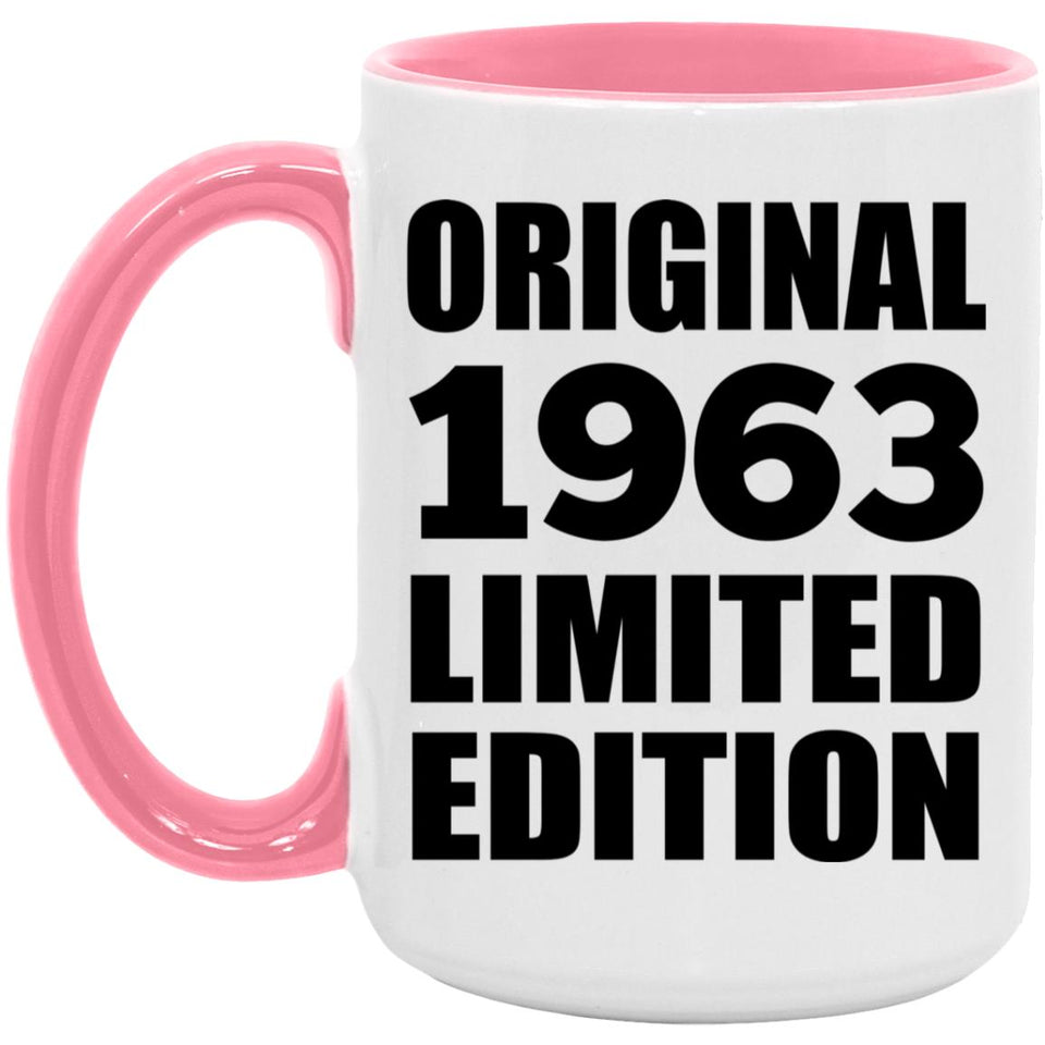 61st Birthday Original 1963 Limited Edition - 15oz Accent Mug Pink