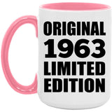 61st Birthday Original 1963 Limited Edition - 15oz Accent Mug Pink