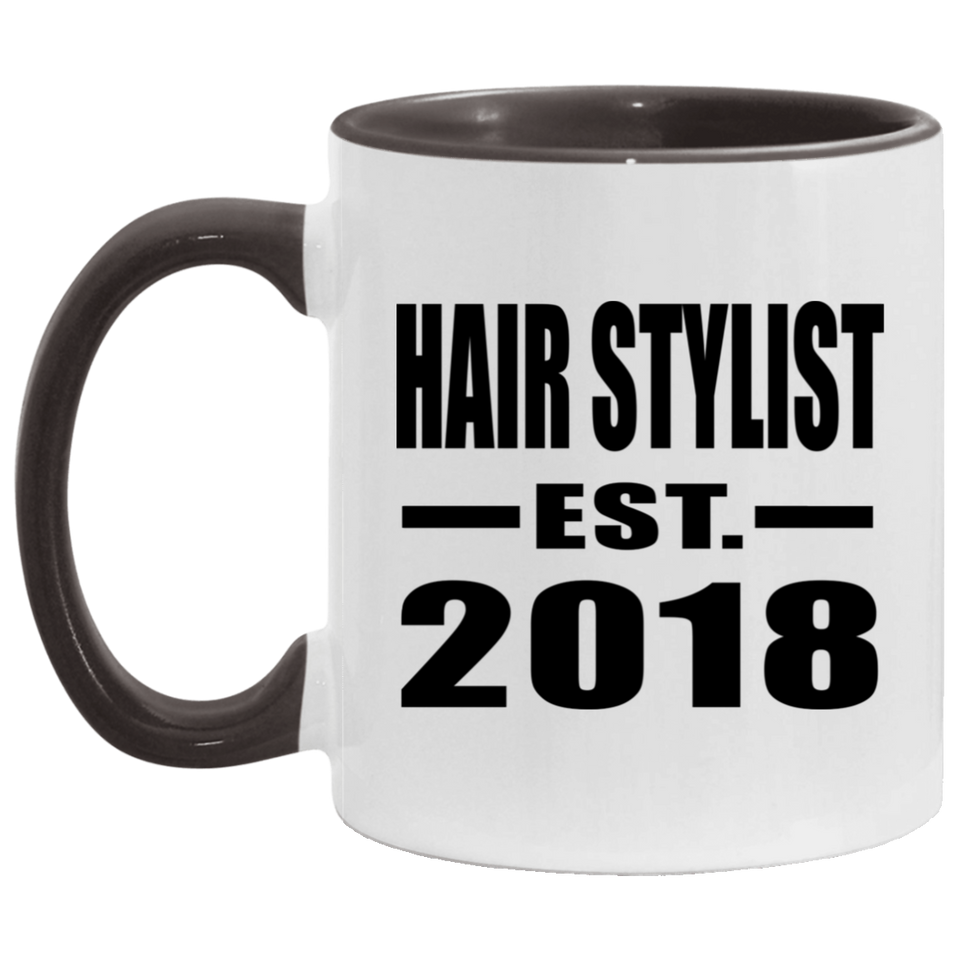 Hair Stylist Established EST. 2018 - 11oz Accent Mug Black