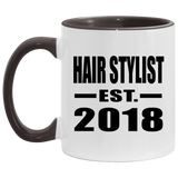 Hair Stylist Established EST. 2018 - 11oz Accent Mug Black